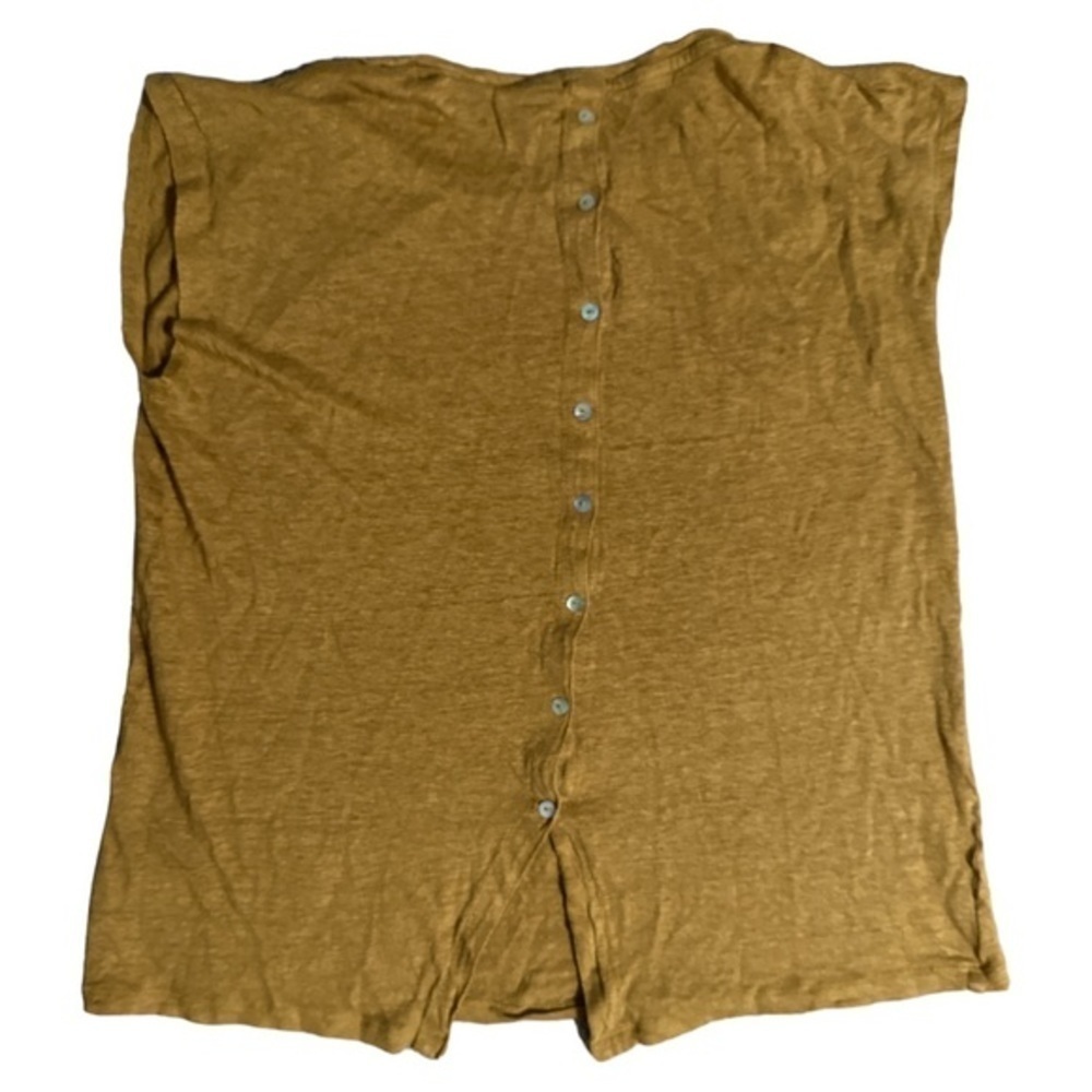 TAHARI size XL linen top, brown with mother of Pearl colored buttons down back - Picture 2 of 7